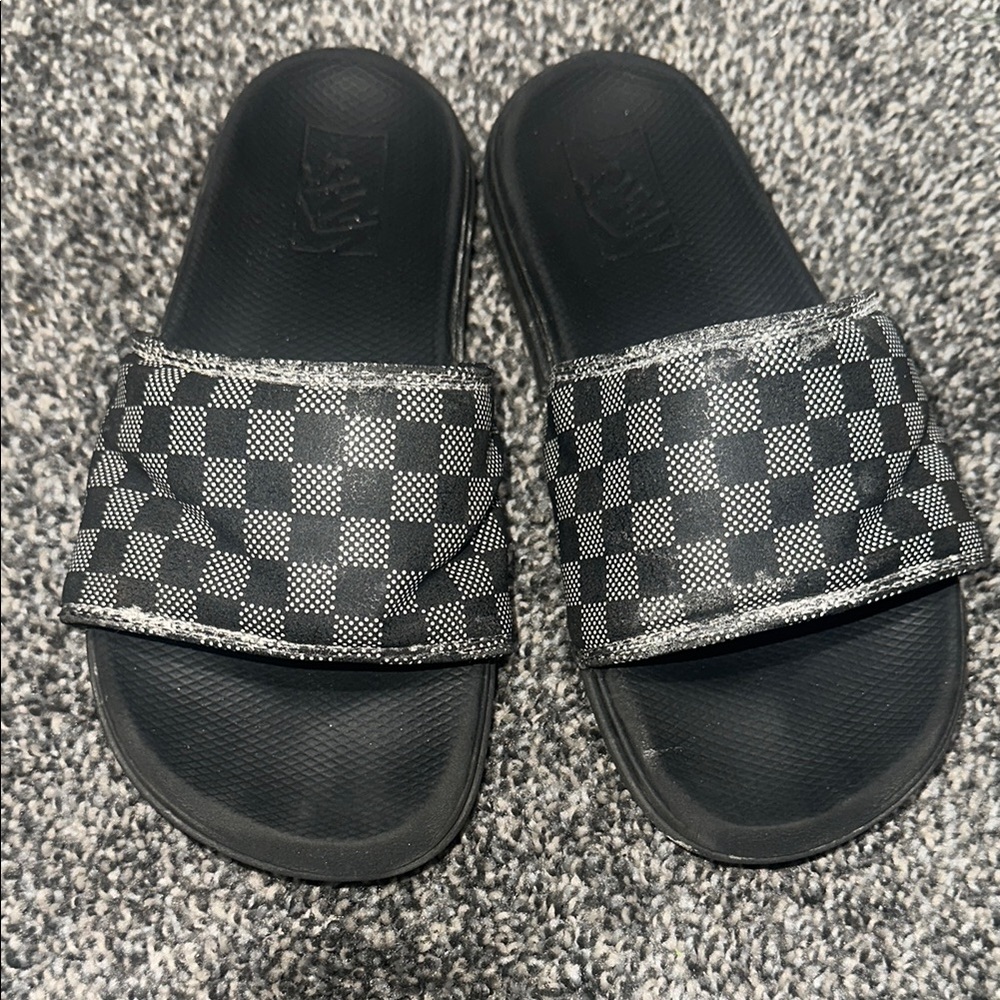 Vans Kids Checkered Black Slides